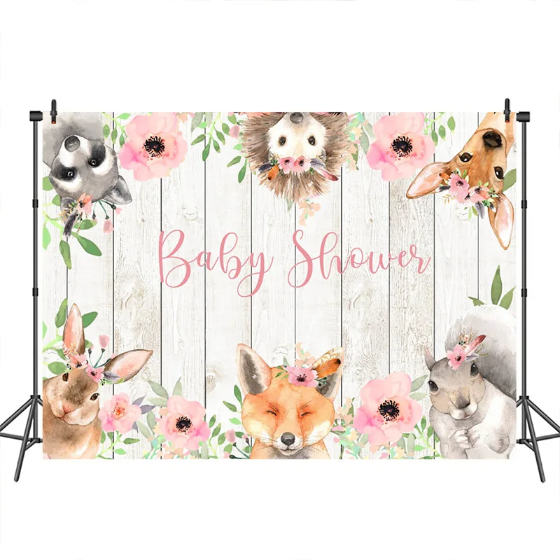 

Baby Shower Photography Backdrop wood Jungle wild animals Newborn Background custom photo booth backdrops