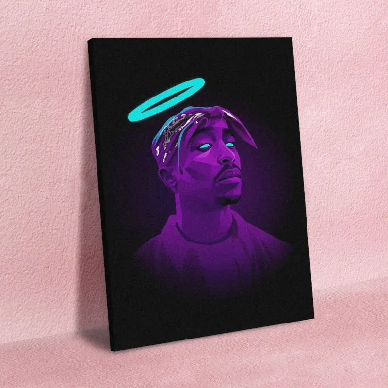 Pop Smoke Neon Travis Scott Tupac Shakur Posters Wall Art Pictures Canvas Painting Decoration for Living Room Bedroom Home Decor