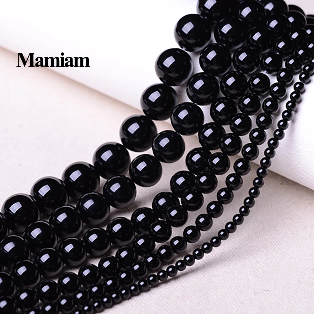 

Mamiam Natural A+ Black Agate Beads 6-12mm Smooth Round Loose Stone Diy Bracelet Necklace Jewelry Making Gemstone Gift Design