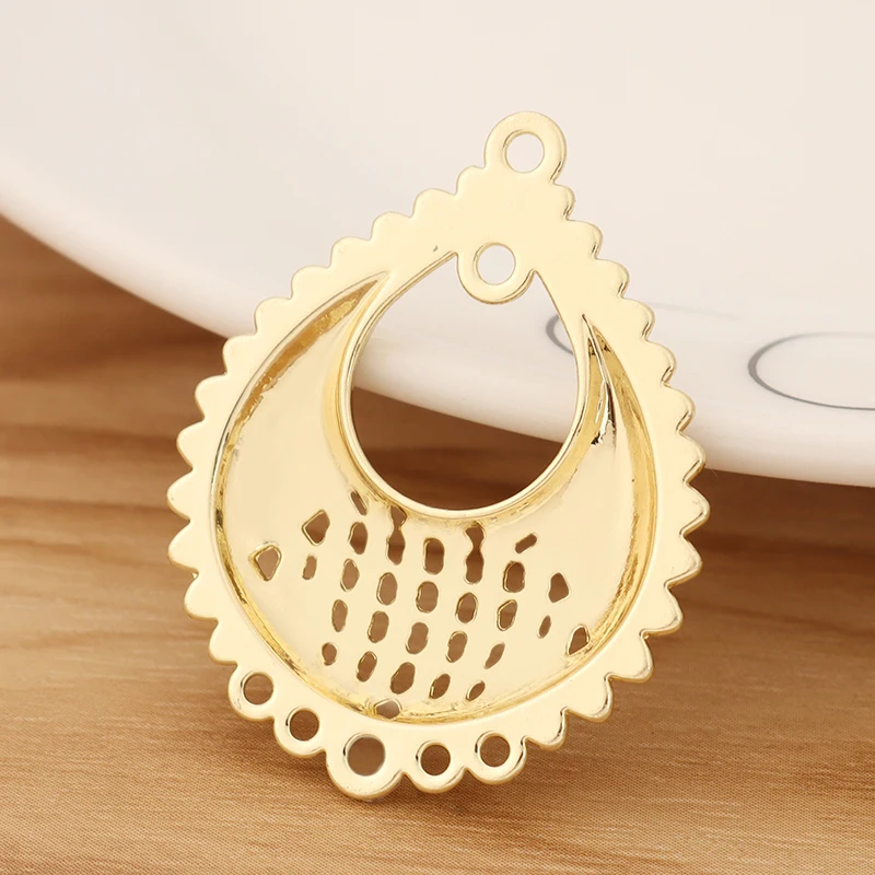 10 Pieces Matte Gold Color Water Drop Chandelier Multi Strand Connector Charms Pendants for DIY Earring Jewellery Making 38x31mm