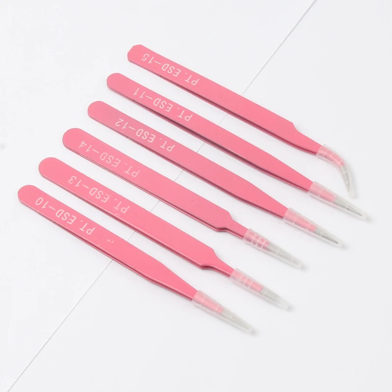 Excellent Quality Tweezers Bend+Straight Stainless Steel Industrial Anti-static Cross Tweezers Sewing Accessories Tools