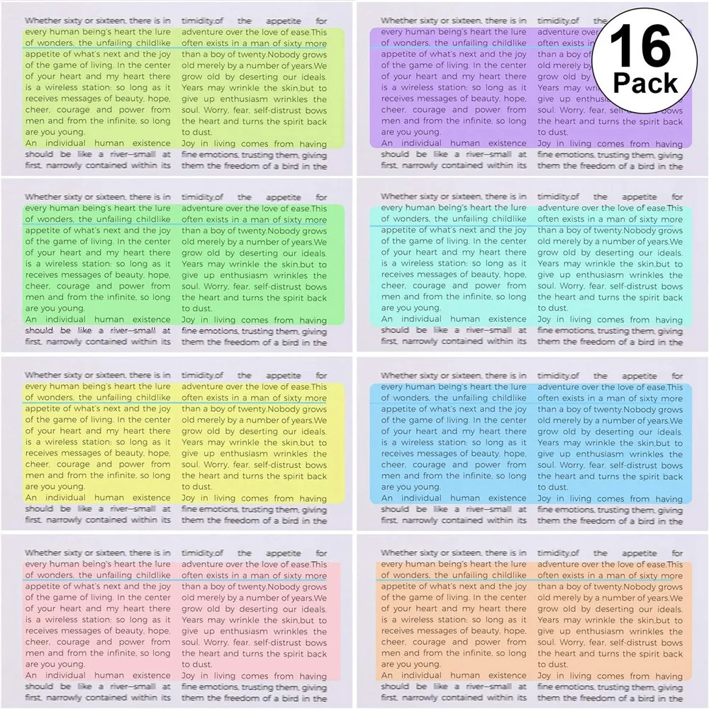 8PCS/Pack Clear Bookmark Guided Reading Highlight Strips Colored Overlay Reading Tracking Rulers Helps with Reduce Visual Stress