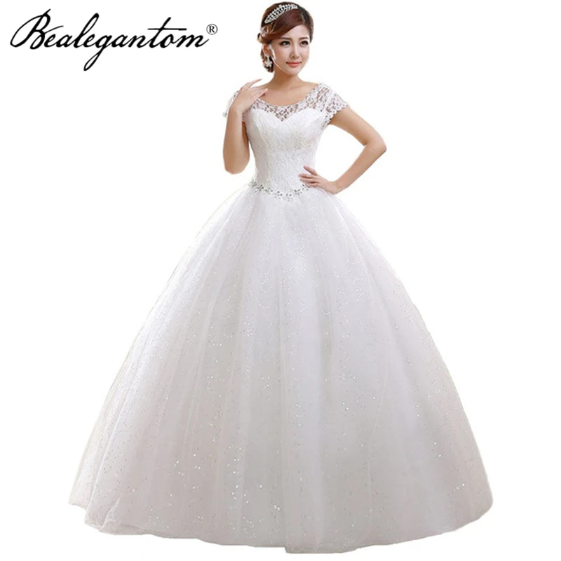 Bealegantom marfim branco vestido de baile do vintage vestidos de casamento frisado vestidos de noiva longo robe de mariage wd1305