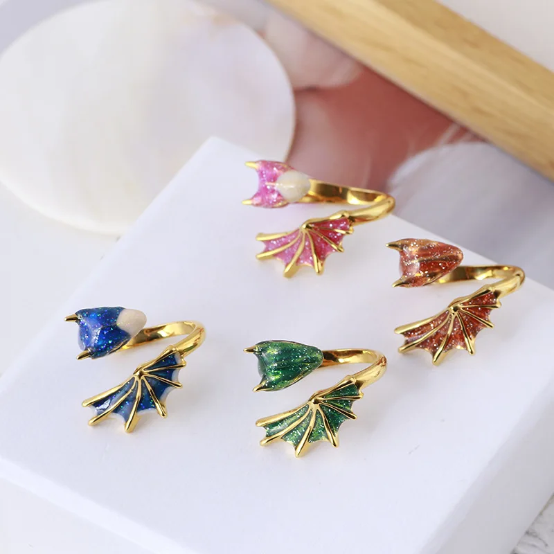 Picture 3: Fashion Enamel Dragon Wings Ring Vintage Animal Adjustable Finger Rings For Women Men Jewelry Gift
