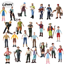 Simulation Farm Staff People Farmer Miniature Figure Toy,Figurines Model Collection Toy Garden Decoration Accessories Statue
