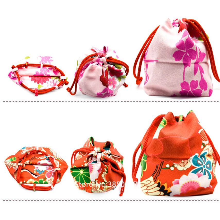 Handbag Kimono Japanese Style Yukata Kawaii Girls Women Bag Vintage Floral Haori Drawstring Bucket Zephyr Gift Party Accessories