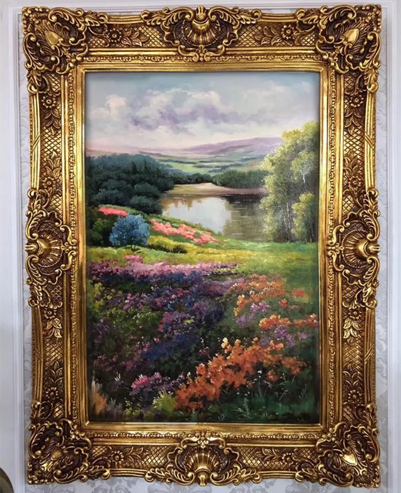 European Retro Resin Oil Painting Frame, Wedding Welcome Decoration Wall Hanging Large Picture Frame