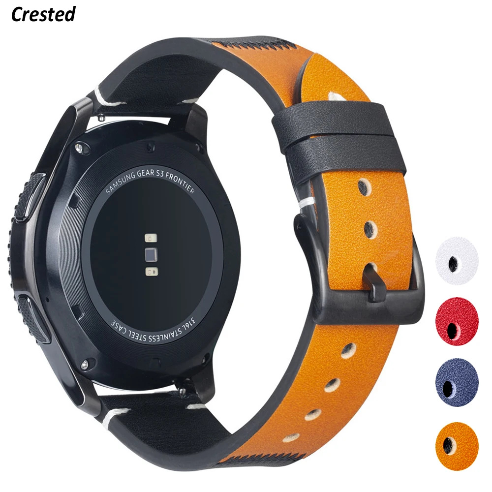 20/22mm Leather Band for Samsung Galaxy Watch 4 6 5 3/46mm/42mm/active 2 Gear S3 /S2/Sport bracelet Huawei watch GT/2/2e Strap