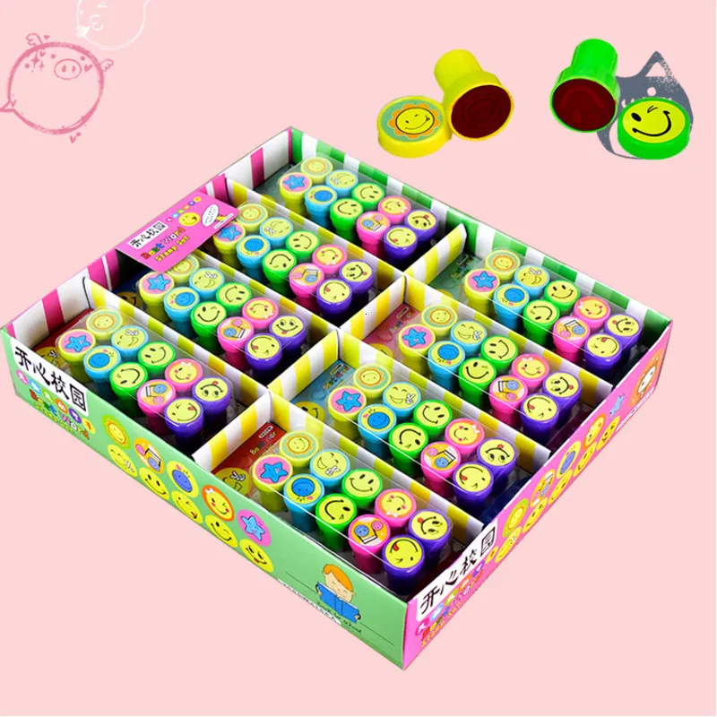 10pcs/Set Seal Children Toy Stamps Cartoon Smiley Face Kids Seal For Scrapbooking Stamper DIY Painting Photo Album Decor