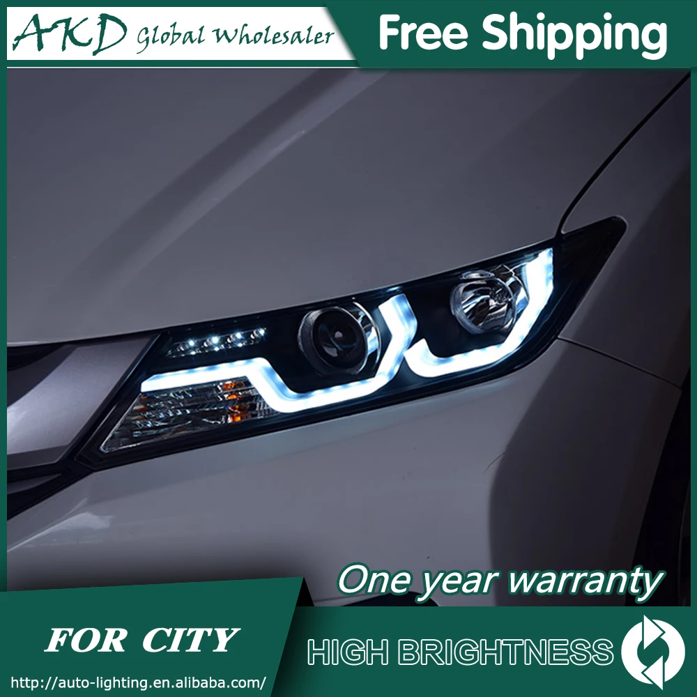 Headlights For Honda CITY 2014-2019 DRL Day Run Light Head Lamp LED Bi Xenon Bulb Fog Lights City Car Accessory