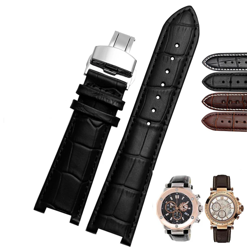 Gnuine leather watchband for GC wristband 22*13mm 20*11mm Notched strap with stainless steel butterfly buckle BAND