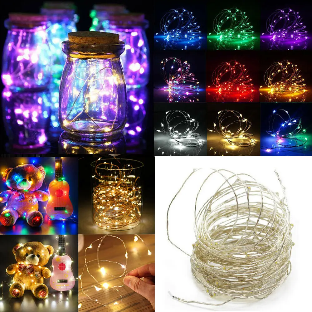 20 40 LEDs Kupferdraht Lichterkette Batteriebetriebene LED Lichterketten Party Hochzeit Innen Weihnachtsdekoration Girlande Lichter