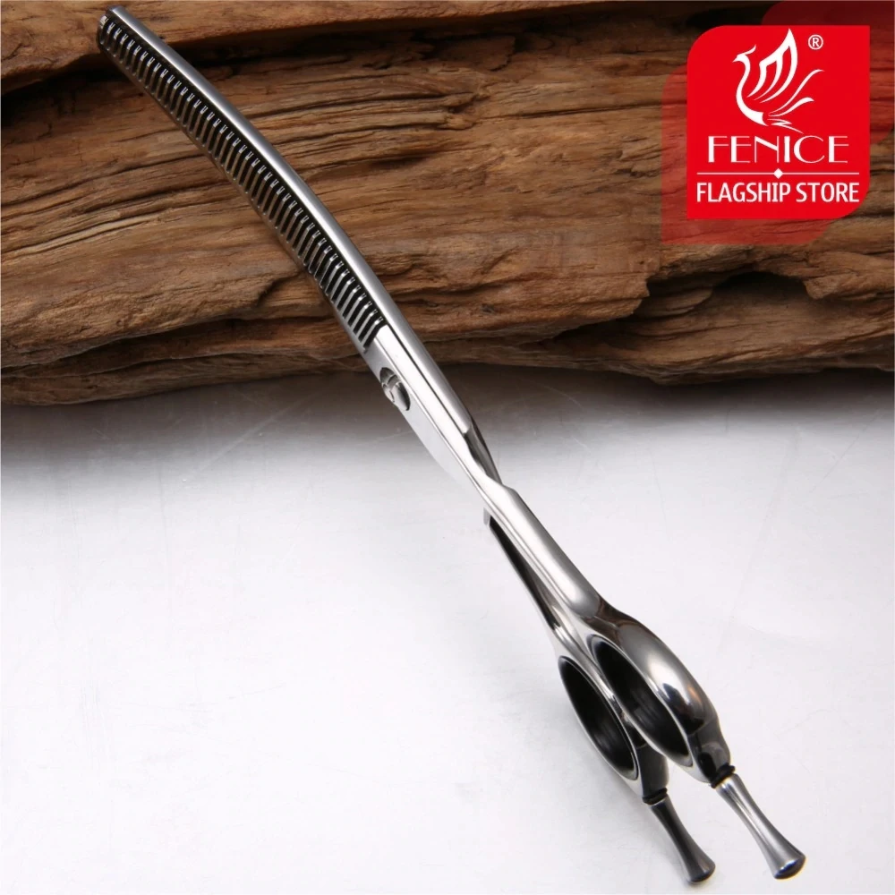 Fenice 6.5 inch Curved Thinning Shear for Dogs Pet Grooming Curved Chunkers Thinning/Blending Shear JP440C