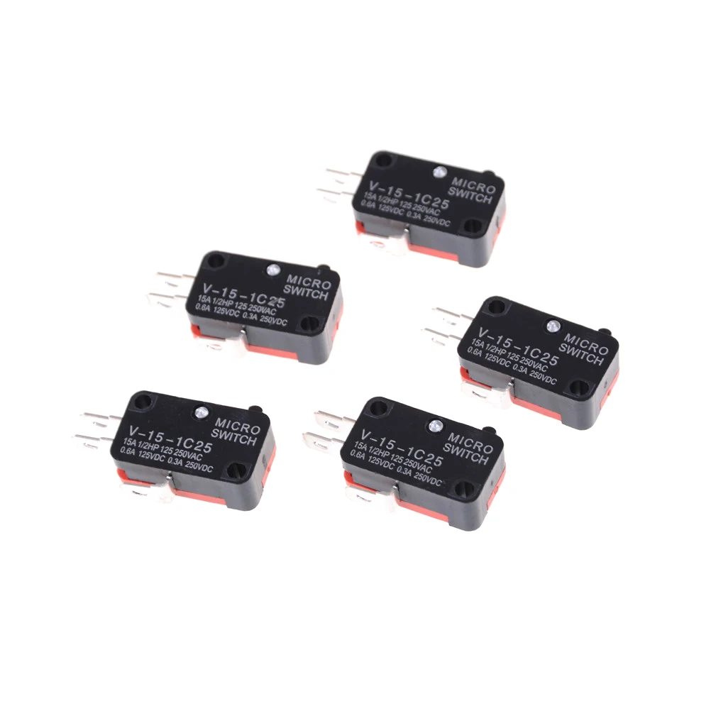 5Pcs Large micro switch V-15-1C25, silver point V-15-IC25 microwave oven, contact switch, copper point tact switch