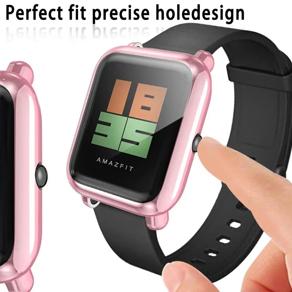 Screen Protector Slim Colorful Frame TPU Case Cover Protect Shell For Huami Amazfit Bip Younth Watch with Screen Protector