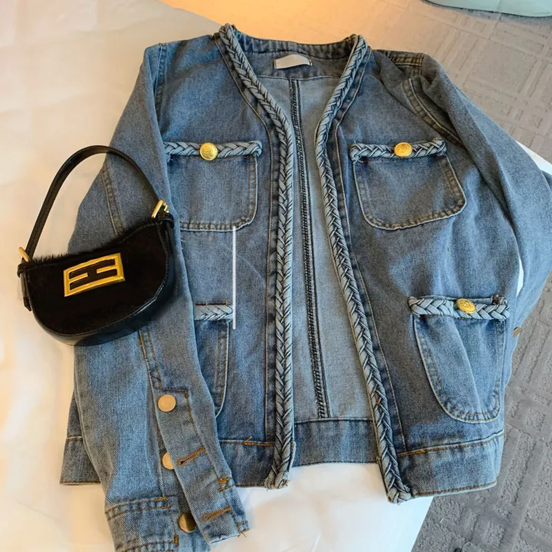 Denim Jacket Women Fall Winter 2025 New Plus Size Denim Jacket European American Chic Top Short Long Sleeve Retro Loose Cardigan