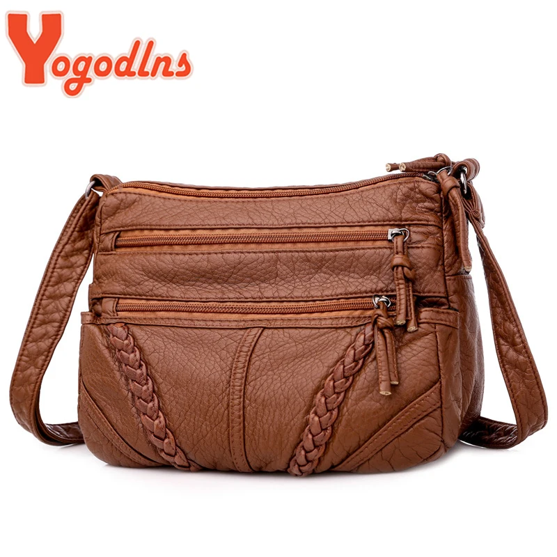 Yogodlns zimowe nowa torba na ramię dla kobiet miękkie PU skórzane torebki Crossbody Vintage torba torebka damska marki Lady etui