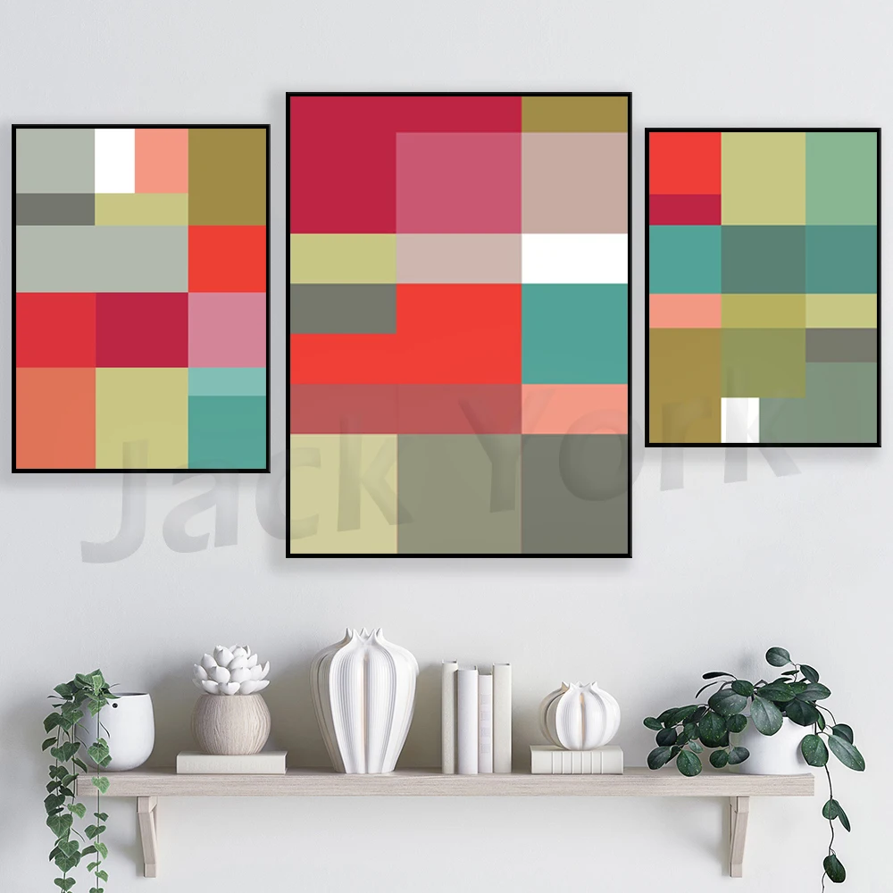 Color Abstract Wall Art,Contemporary Bauhaus print, Mid Century modern Geometric Wall Art
