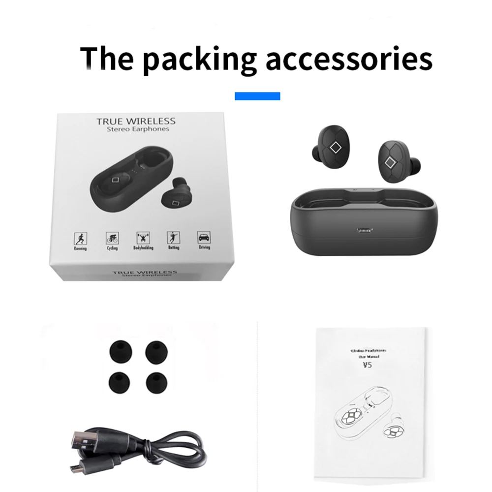 Lewinner-bluetooth 5.0ワイヤレスヘッドセット,v5 tws,hifiヘッドセット,防水,ノイズキャンセリング,スマートフォン用ゲーミングヘッドセット