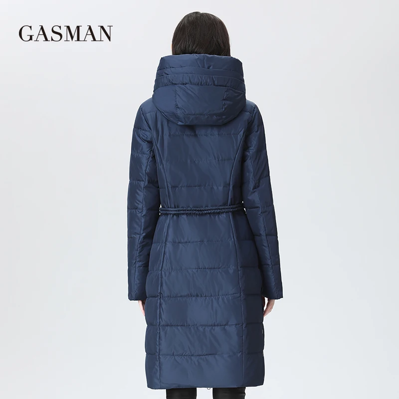 GASMAN-chaqueta larga con capucha para mujer, abrigo cálido con cinturón y bolsillo grande, de marca, a la moda, para invierno, 2022, 17128