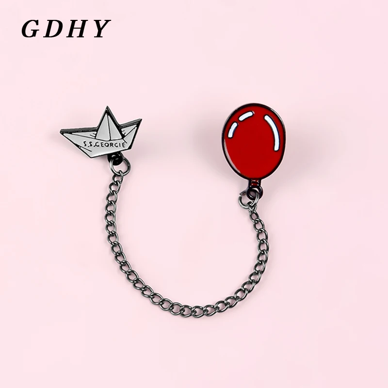 GDHY SS Georgie Paper Boat Red Balloon Brooches Stephen King\'s IT Enamel Pins Denim Jackets Collar Badge Pins Button Jewelry