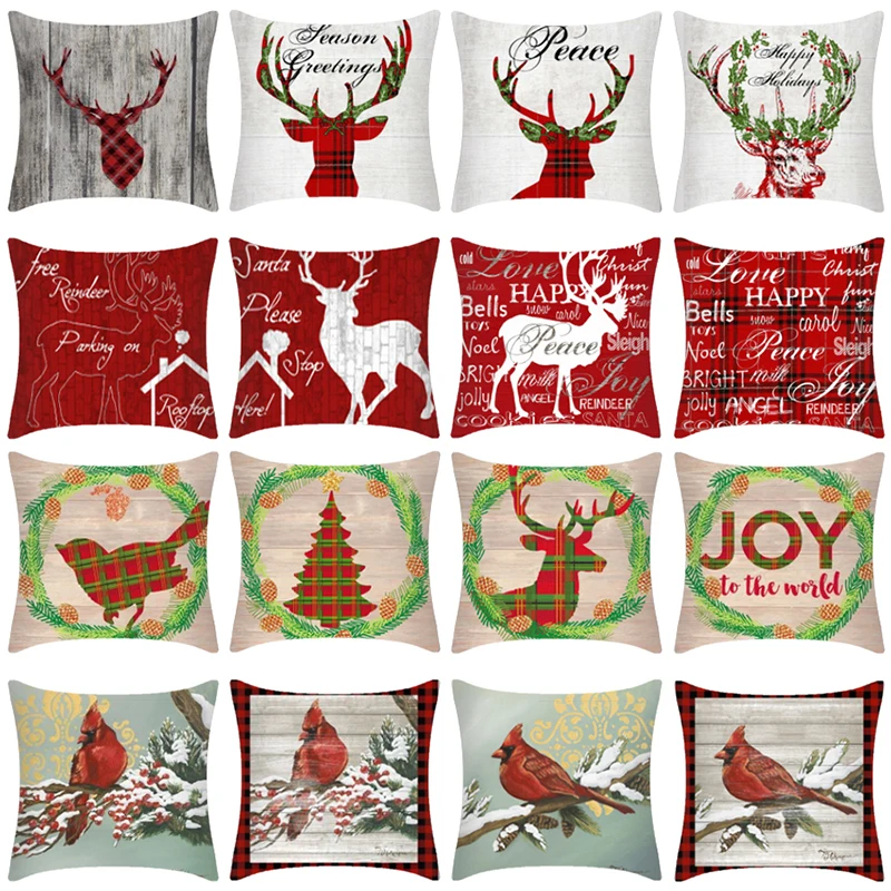 

CANIRICA Christmas Pillow Case Christmas Decorations For Home Cushion Cover For Living Room Elk Decorative Pillows Home Decor