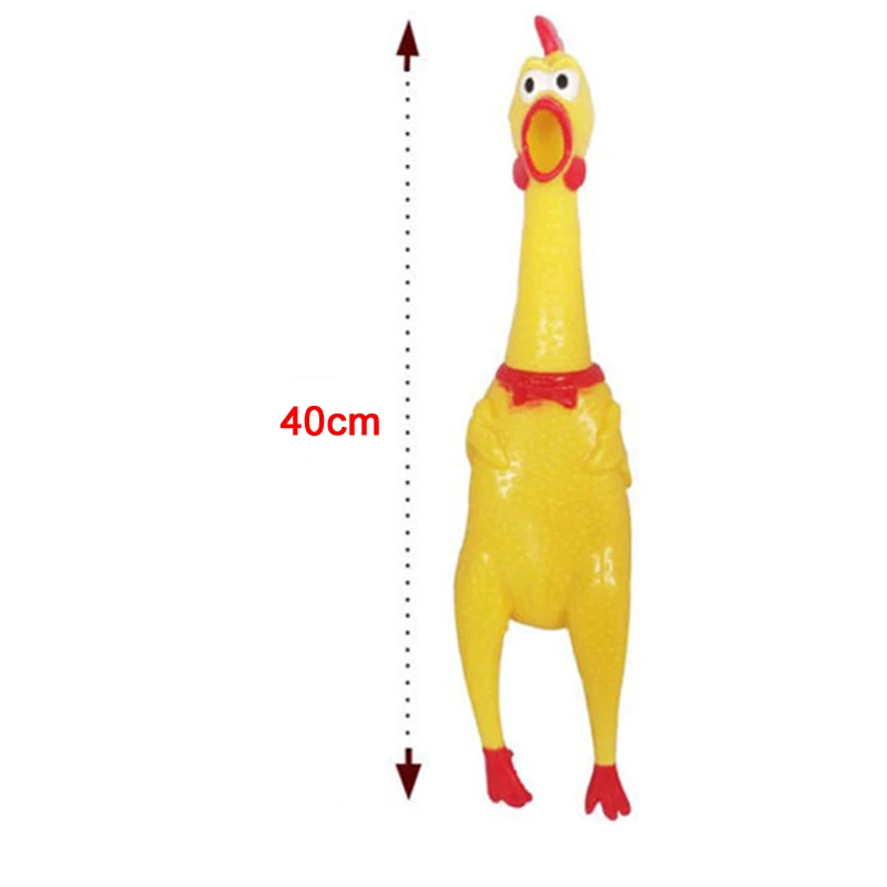 40cm Funny Yellow Shrilling Chicken Screaming Rubbe Sound Squeeze Pet Dog Toy Squeak Squeaker Chew Doll