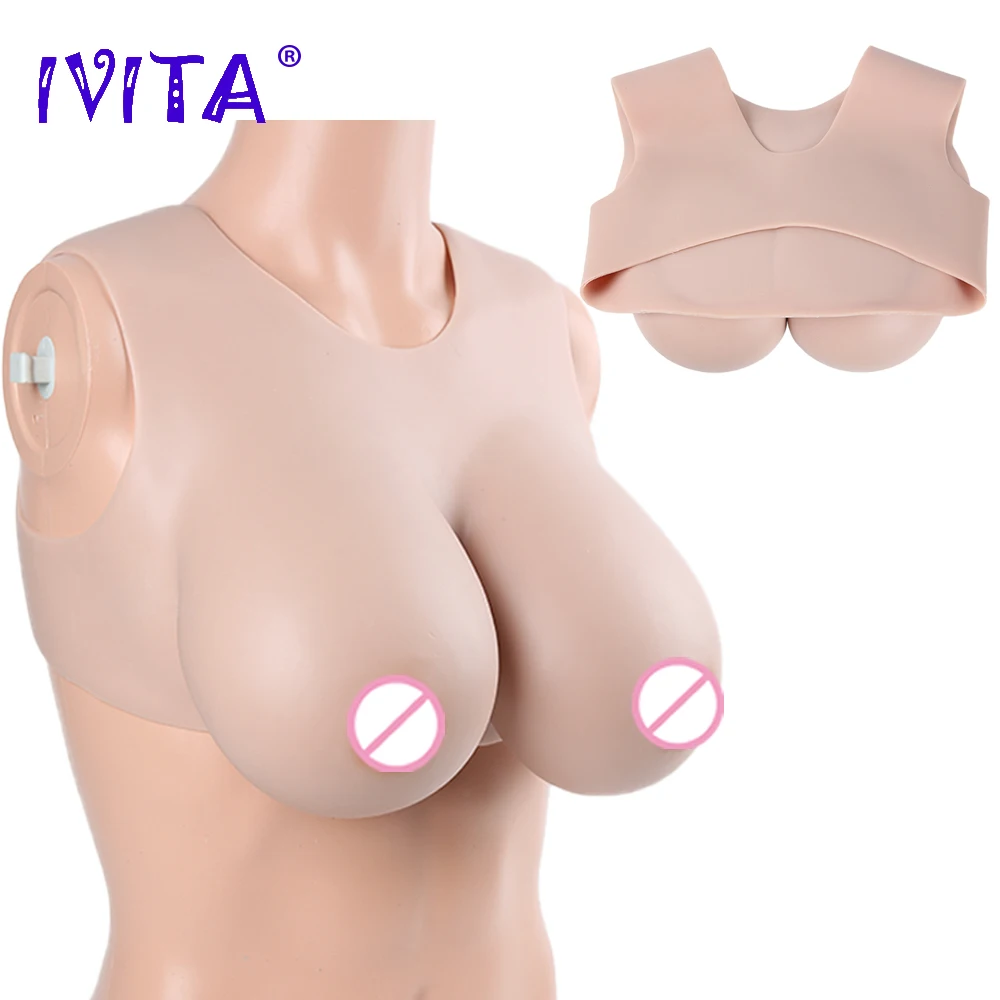 IVITA Artificial Realistic Silicone Fake Breasts Crossdressing Boobs For Crossdresser Transgender Drag Queen Shemale Cosplay