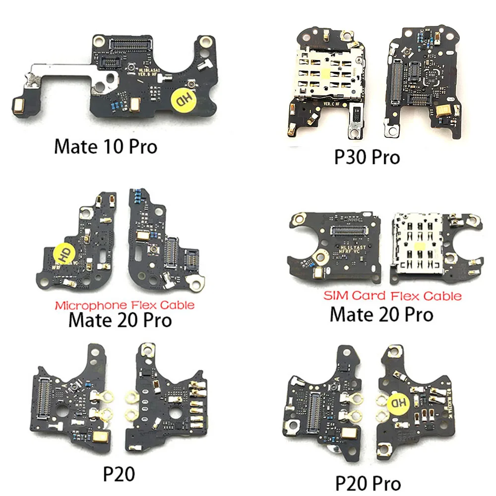 New For Huawei Mate 10 20 P20 P30 Pro SIM Card Reader Holder Slot Flex Cable Connector Board + Microphone Flex Cable