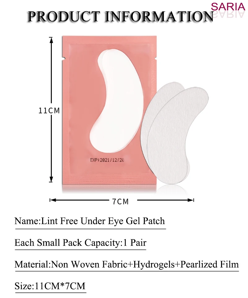 20 paia di etichette private sotto la benda sull'occhio in schiuma per ciglia, protezioni per occhi, estensioni delle ciglia per kit di sollevamento delle ciglia