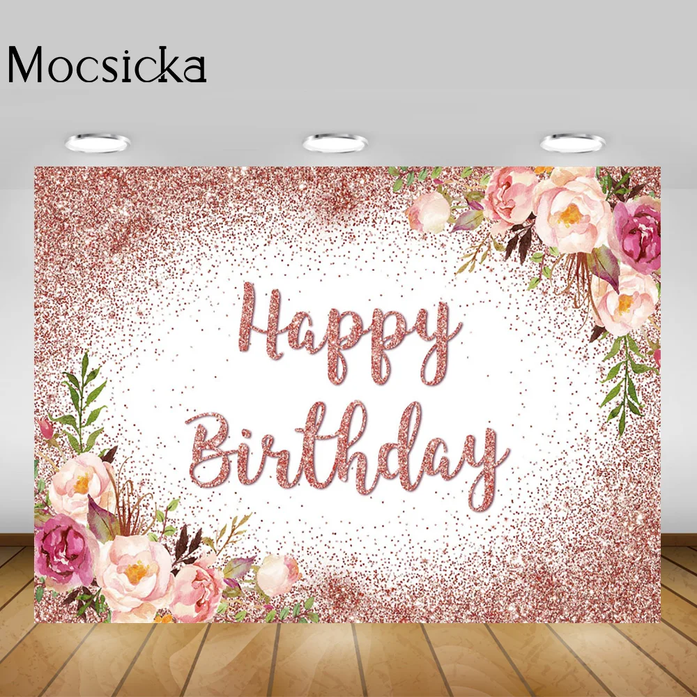 خلفية لامعة من الذهب الوردي لعيد ميلاد سعيد ، زهور منقطة ، زينة خلفية لحفلات أعياد الميلاد ، صورة مخصصة