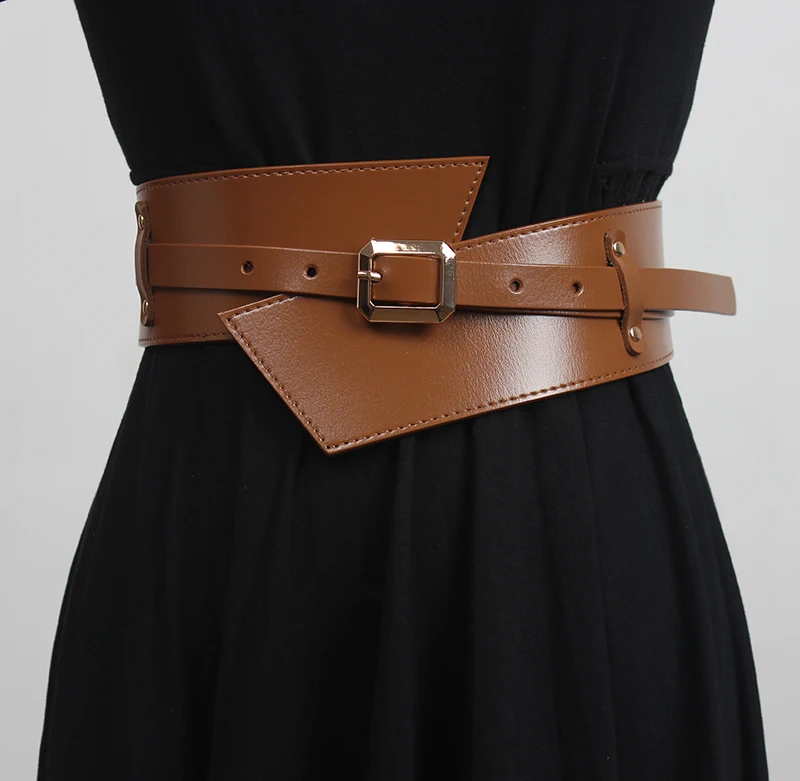 

Women's runway fashion genuine leather Cummerbunds female Dress Corsets Waistband Belts decoration wide belt R3405