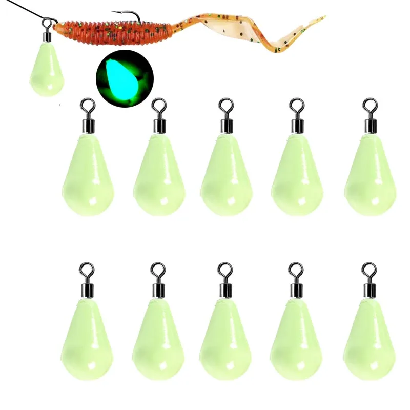 Luminous Fishing Weights Sinkers 11g-60g Water Drop 360 Degree Rotation Fishing Sinker Bass Fishing Accessories