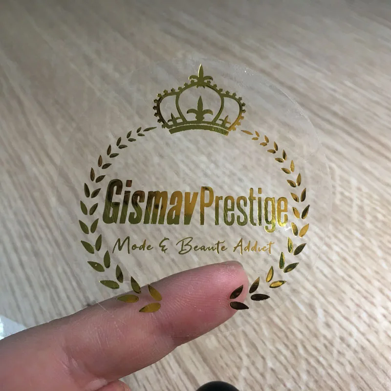 100 Pcs, Real Foil Shiny Gold Custom Stickers, Favors Labels, Transparent, Personalised Wedding Stickers