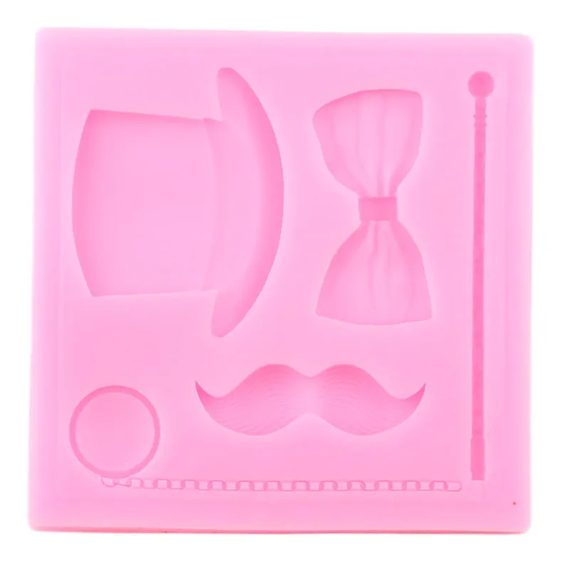 3D Magic Hat Glass Mustache Bow Silicone Mold DIY Party Fondant Cake Decorating Tools Candy Clay Chocolate Gumpaste Moulds