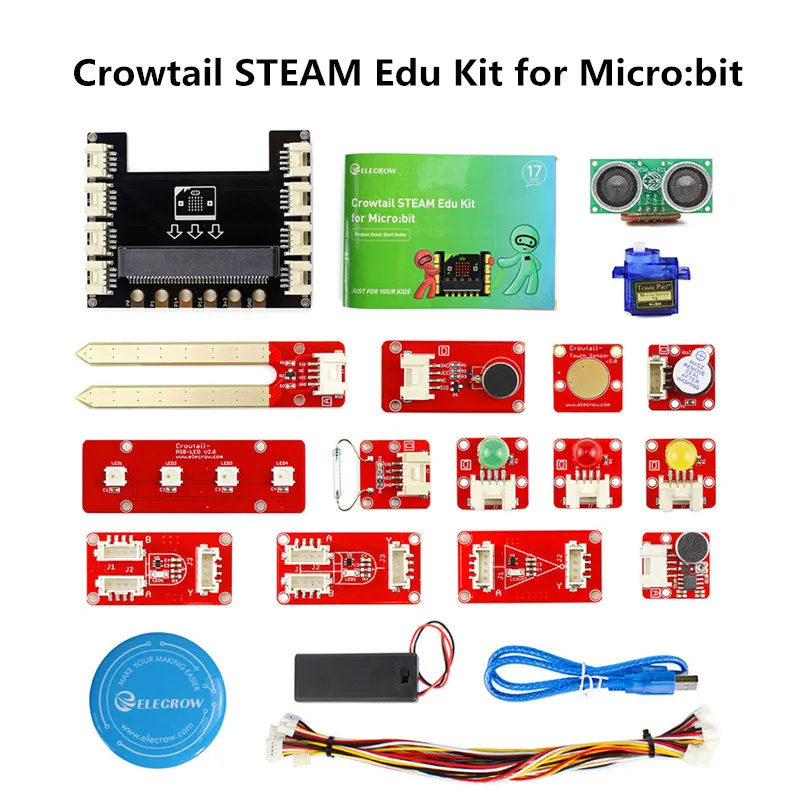 Elecrow Crowtail Steam Educational Starter Kit for Micro:bit Learning Programming Kit Microbit Makecode Projects with 9G Servo