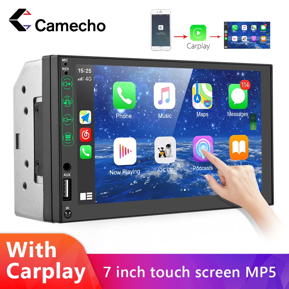 

Camecho Universal 2Din 7'' Car Radio With Carplay FM Car Multimedia For VW Nissan Kia Toyota Hyundai Car MP5 Player AHD Camera