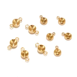 20pcs Stainless Steel 6mm Birthstone Connector Base Tray for DIY Jewelry Supplies