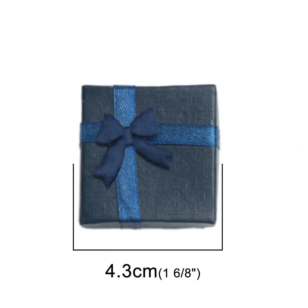 DoreenBeads 6 قطعة مجوهرات صناديق ورقة الحلوى اللون الشريط Bowknot للمجوهرات التعبئة عرض هدية قلادة القرط مربع 4.3 x4.3cm