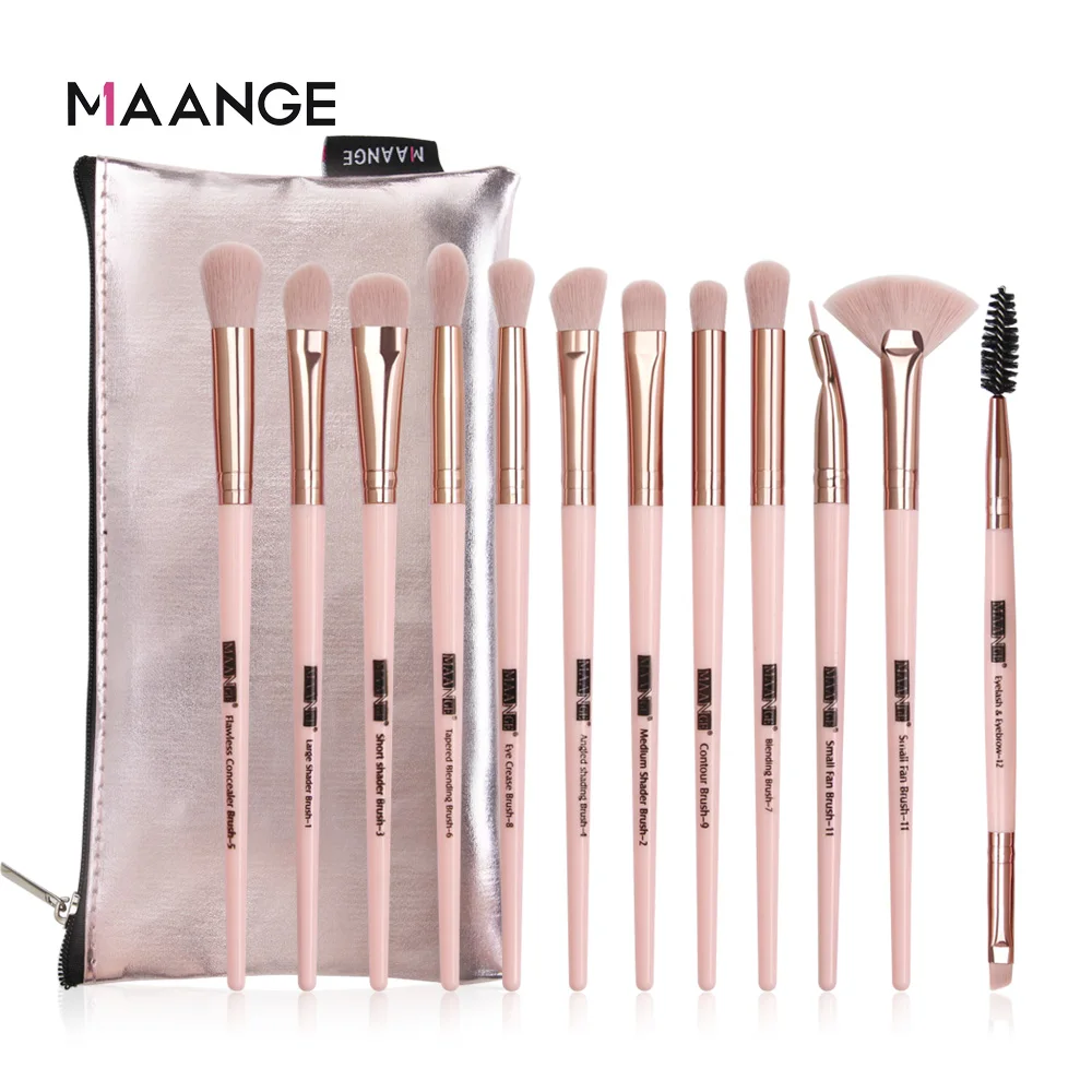 

MAANGE Pro 6/12pcs Eye Makeup Brushes Set With Cosmestic Bag Rose Gold Make Up Brush Eyeshadow Blending Make Up Brush Maquiagem