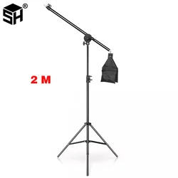 Braccio per braccio da 138 cm Fotografia opzionale Supporto per treppiede da 2 m con braccio a croce per il supporto del proiettore con lampada ad anello di illuminazione Softbox