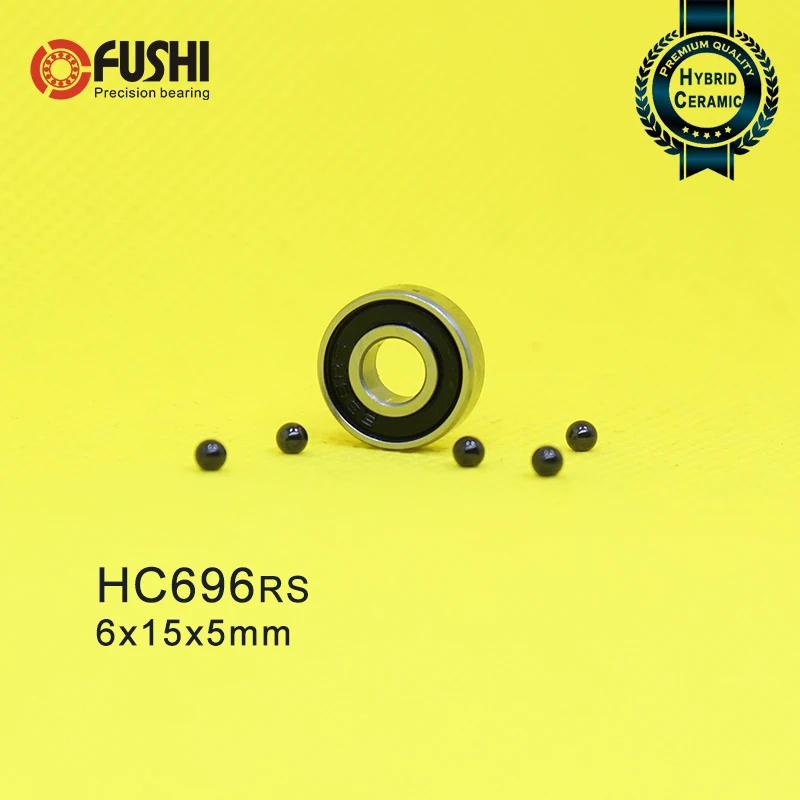 696 Hybrid Ceramic Bearing 6*15*5 mm ABEC-1 ( 1 PC) Industry Motor Spindle 696HC Hybrids Si3N4 Ball Bearings 3NC 696RS