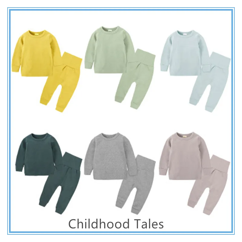 

Children's home wear thick suede boys and girls baby's tummy set long sleeve pants