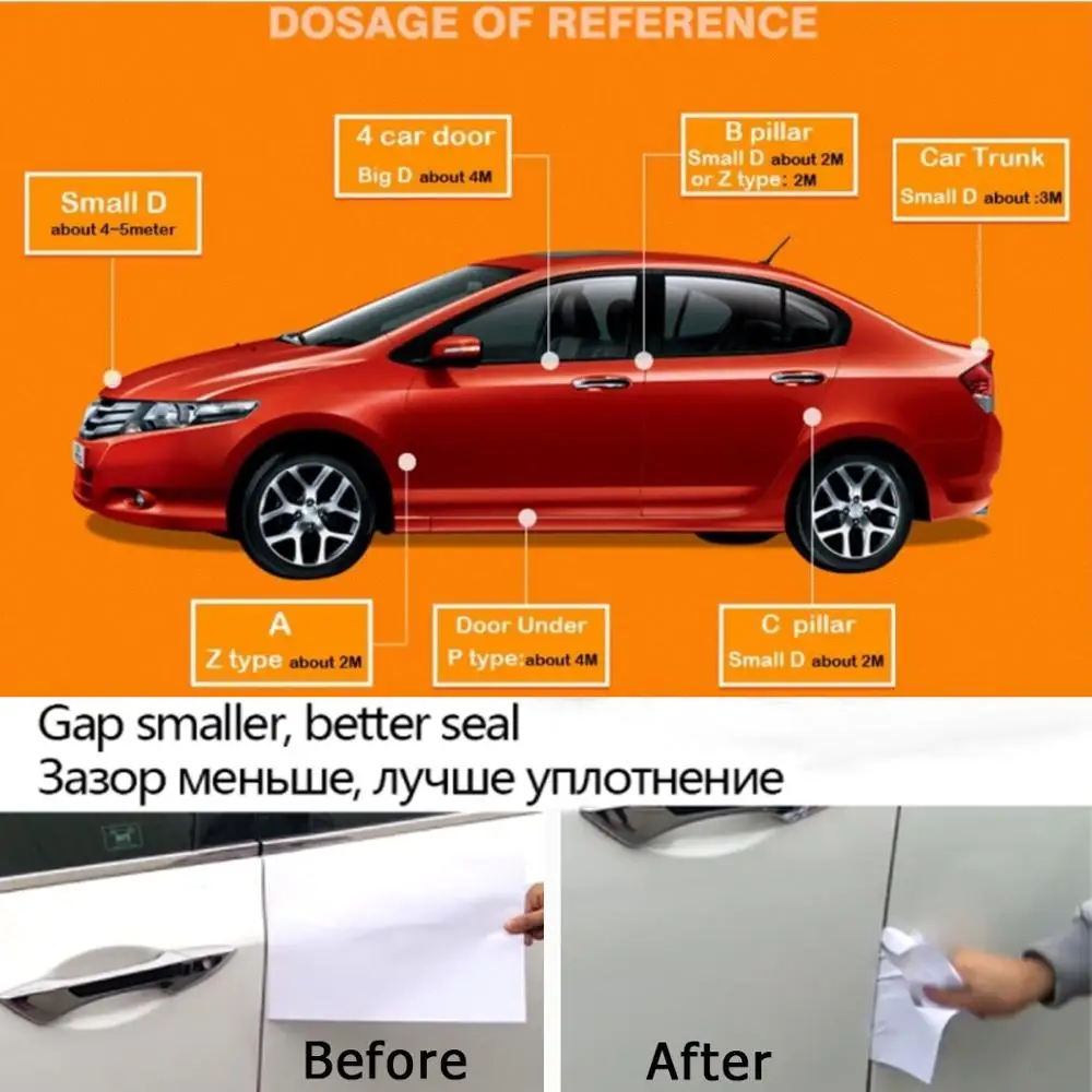 EPDM rubber Weatherstrip Car Door Seal Strip Big D Small D Z P Type Waterproof Sound Insulation Soundproof auto seal 3M adhesive