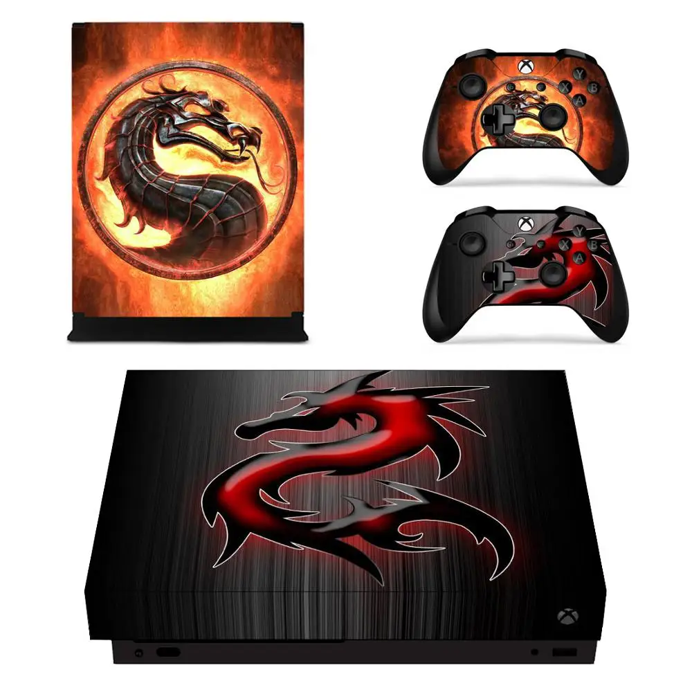 Mortal Kombat Dragon Full Cover Skin Console & Controller Decal Stickers for Xbox One X Skin Stickers Vinyl