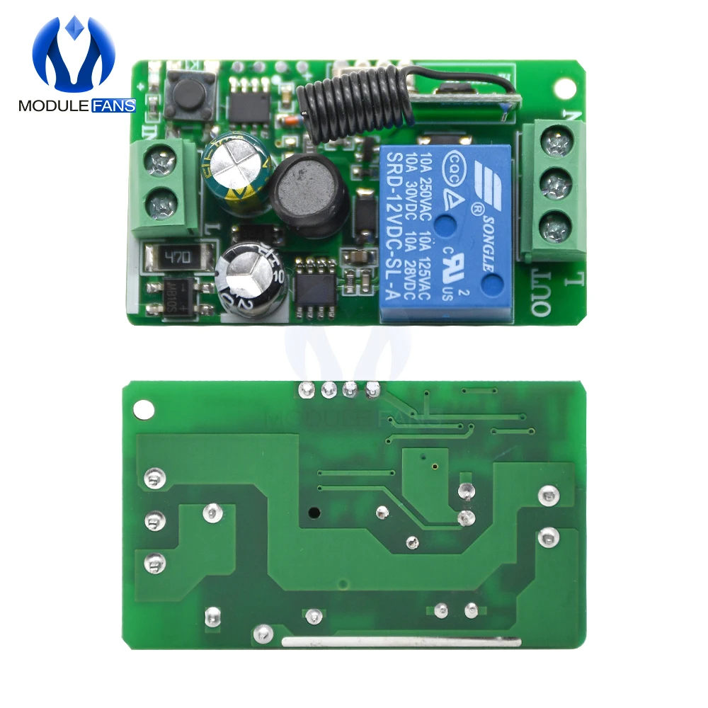 315MHZ 433 MHz 315 433 MHZ التيار المتناوب 85- 220 فولت 10A 1 قناة قناة لاسلكية RF عن بعد لوحة تحكم جهاز ريسيفر استقبال وإرسال وحدة تبديل التتابع #4