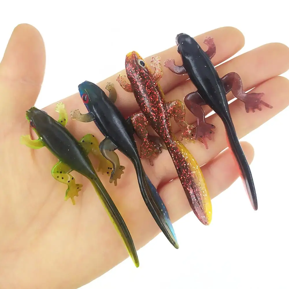 4-pieces Soft Lures Baits Wobblers Frog Tadpole 8cm/3.6g Easy Shiner Fishing Lure Artificial Silicone Bait Double Color