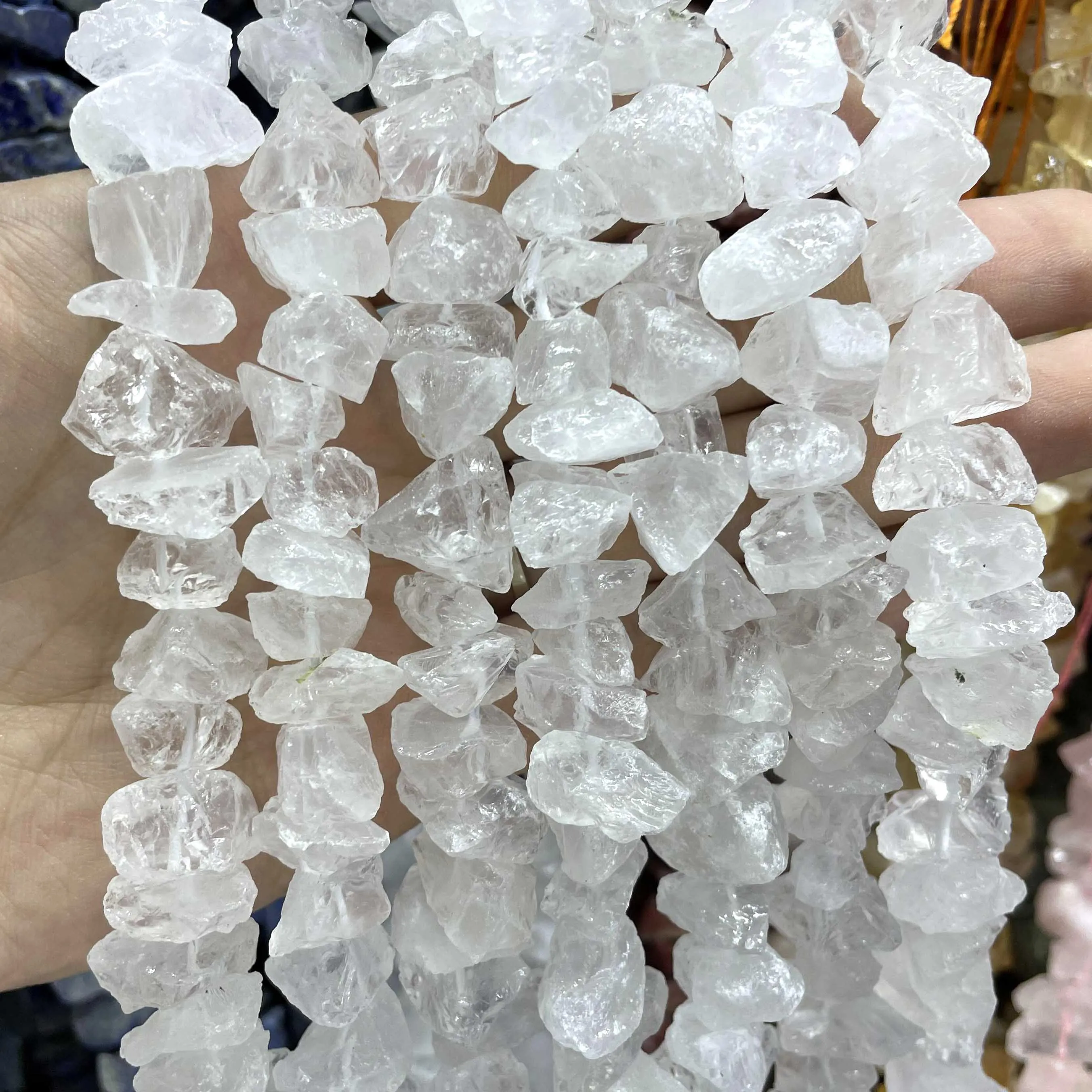 8-12mm Natural Irregular Freeform White Crystal Stone Spacer Beads Minerals Diy Bracelet Necklace Jewelry Making Earrings 7.5