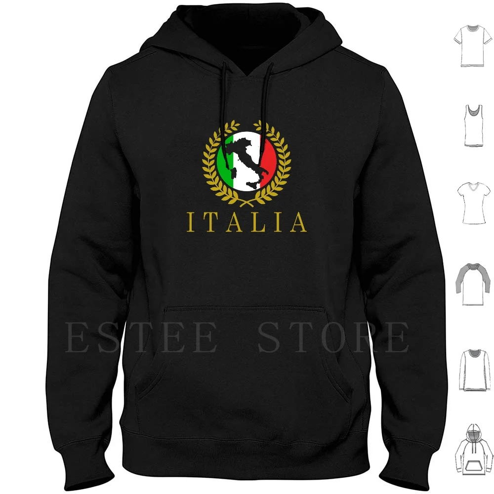Italia Classico Moletom Com Capuz Manga Longa Itália Itália Italianos Itália Bandeira Bandeira Italiana Nápoles Laurel Grinalda