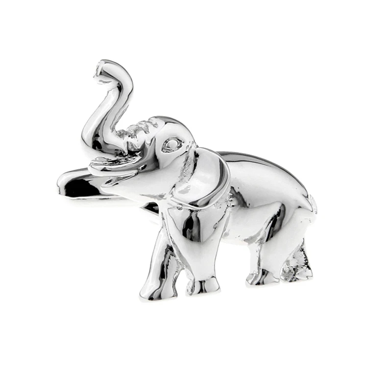 أزرار أكمام للرجال بجودة الفيل ، مادة النحاس ، اللون الفضي ، تصميم الحيوانات ، البيع بالجملة والتجزئة #5